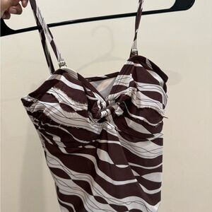 Brown and White Women's Tankini top